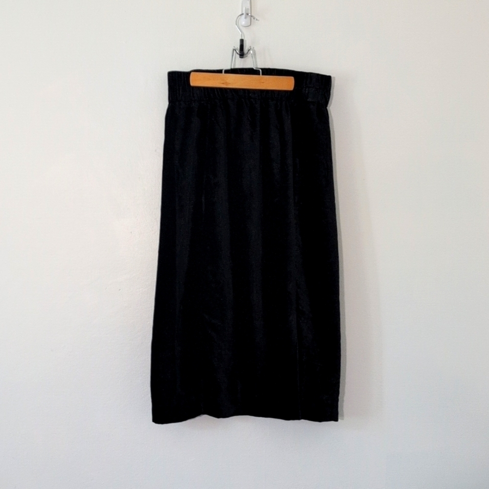 J Crew Pull On Black Velvet Preppy Midi Maxi Skirt w/Pockets Sz Small - Picture 4 of 9